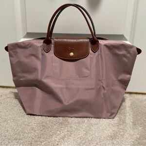Longchamp Mauve and Brown Medium Handbag